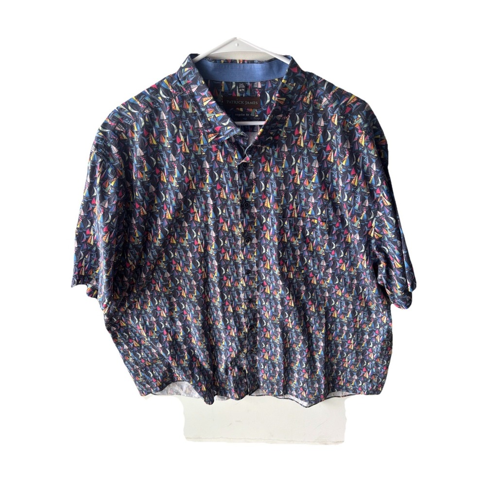 Patrick James 3XL Sailboat Shirt Regular Fit Coastal Print Short Sleeve